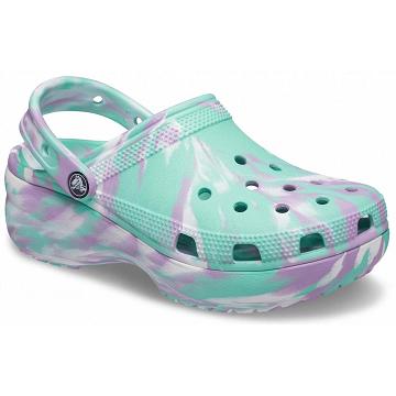 Zuecos Crocs Women's Classic Plataforma Marbled Mujer Verde Menta | Mexico 0116SGLO